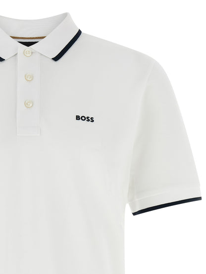 Hugo Boss White Cotton Polo Shirt