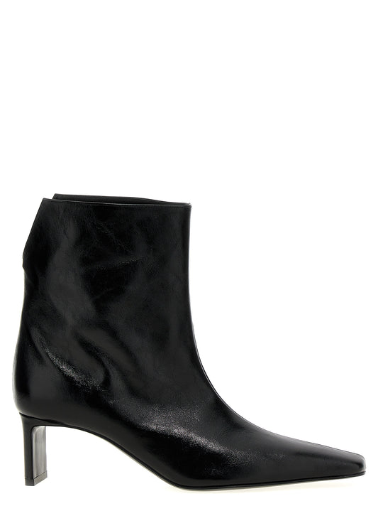 Ankle Boots by Khaite for women in calfskin leather black showcases a ergonomic silhouette from the Women's Calfskin Leather Ankle Boots collection, featuring a ergonomic and a ergonomic square toe style.