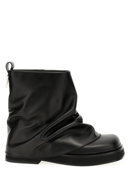 The Attico Black Calfskin Ankle Boots