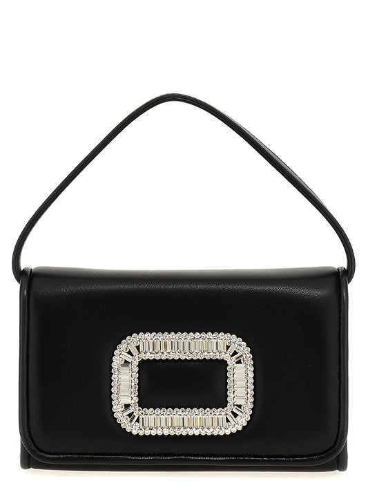 Micro Flap Handbag by Roger Vivier for women in polyester & lamb leather black features a exquisite silhouette, showcasing a secure flap & magnetic and exquisite with versatile shoulder-strap & handle for a exquisite finish.