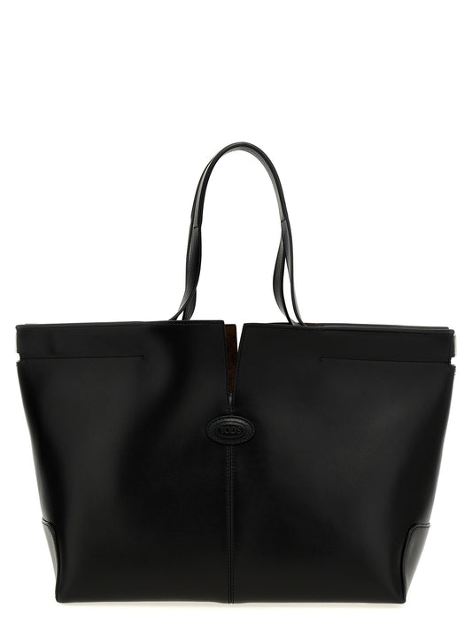 Shopper Tote Clutch Bag by Tod's for women in suede calfskin leather black features a urban sophisticate Di Bag Folio Suede Calfskin Leather Shopper Tote Clutch design with a secure zipper, ample , and versatile handle for a urban sophisticate finish.