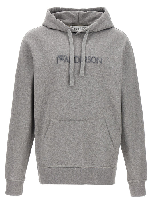 Sweatshirt Hoodie by J.W.Anderson for men in cotton gray features a authentic silhouette, showcasing a sophisticated hooded neckline and authentic long-sleeve detail for a refined finish.