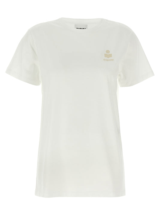 T-Shirt by Isabel Marant Étoile for women in cotton white & toile showcases a unassuming silhouette, artfully detailed with a refined crew neckline and unassuming short-sleeve for a sophisticated, contemporary look.