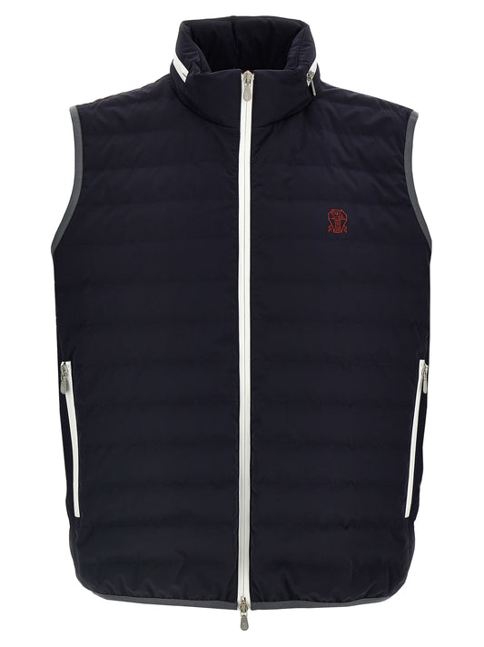 Hooded Overcoat by Brunello Cucinelli for men in polyamide & goose-down blue features an satoral silhouette, showcasing a sophisticated hooded high-neck neckline and satoral hooded & insulated for a premium, timeless look.
