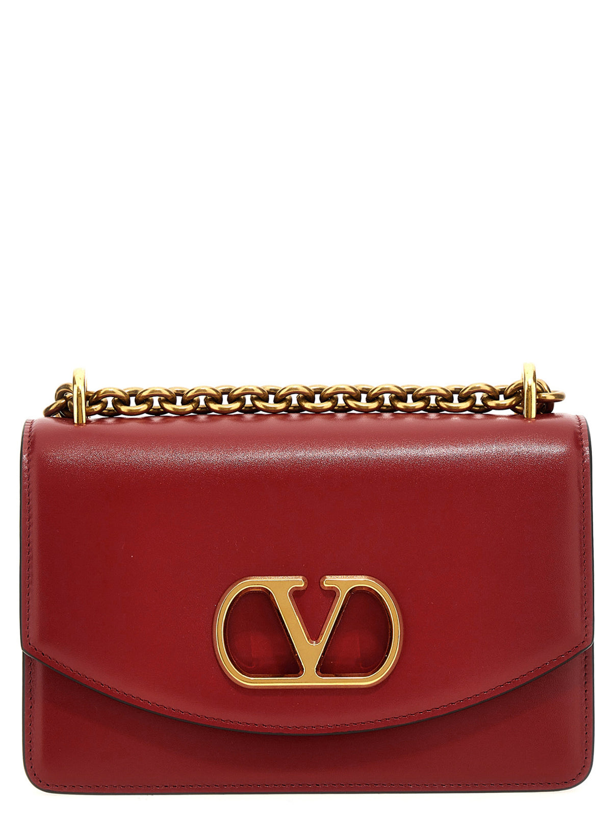 Valentino Garavani V Logo Calfskin Leather 2-in-1 Shoulder & Crossbody Flap Bag - Multicolor Red Signature