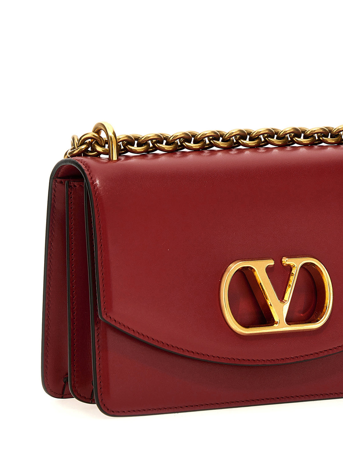Valentino Garavani V Logo Calfskin Leather 2-in-1 Shoulder & Crossbody Flap Bag - Multicolor Red Signature