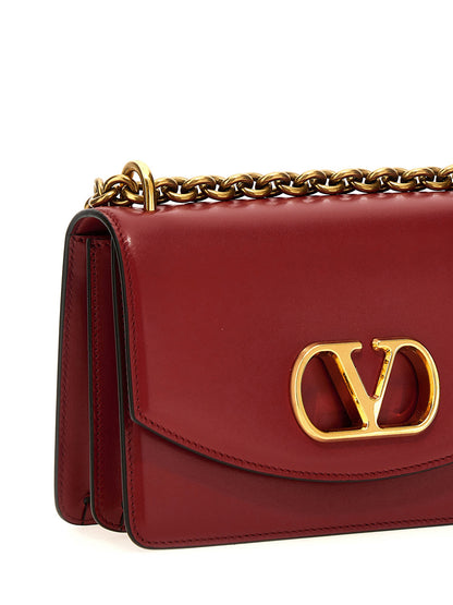 Valentino Garavani V Logo Calfskin Leather 2-in-1 Shoulder & Crossbody Flap Bag - Multicolor Red Signature