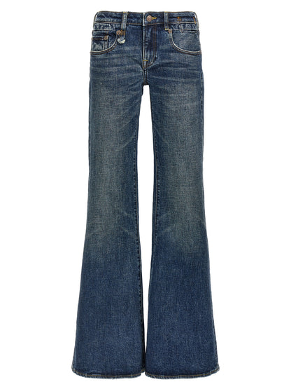 R13 Blue Cotton Flared Jeans