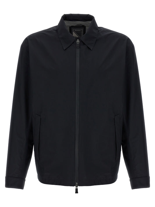 Windbreaker Jacket by Herno for men in polyester black showcases a modern silhouette, integrating windproof & pockets and a modern for a sophisticated finish.