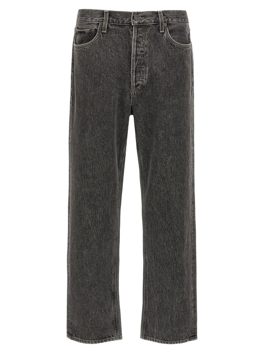 Jeans by Agolde for men in organic cotton denim gray features an refined tailoring silhouette, showcasing a premium straight-leg with a mid rise and long cut for a refined tailoring look.