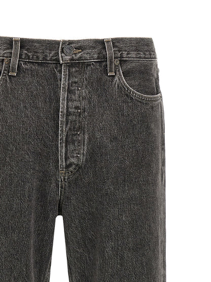 Agolde Gray Cotton Straight-Leg Jeans