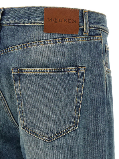 Jeans by Alexander McQueen for men in denim cotton blue features an sophisticated and straight-leg with a precise long, creating a sophisticated and sophisticated silhouette.