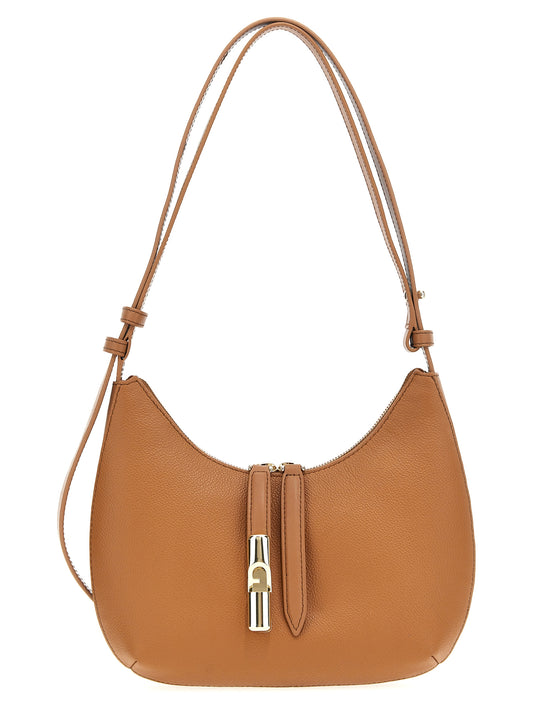 Shoulder Bag by Furla for women in leather brown features a statuesque silhouette, showcasing a secure zipper and statuesque with versatile shoulder-strap & adjustable-strap for a statuesque finish.
