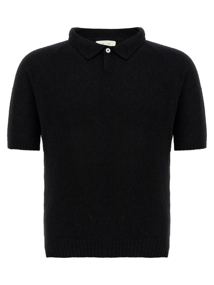 MA'RY'YA Black Cotton Polo Shirt