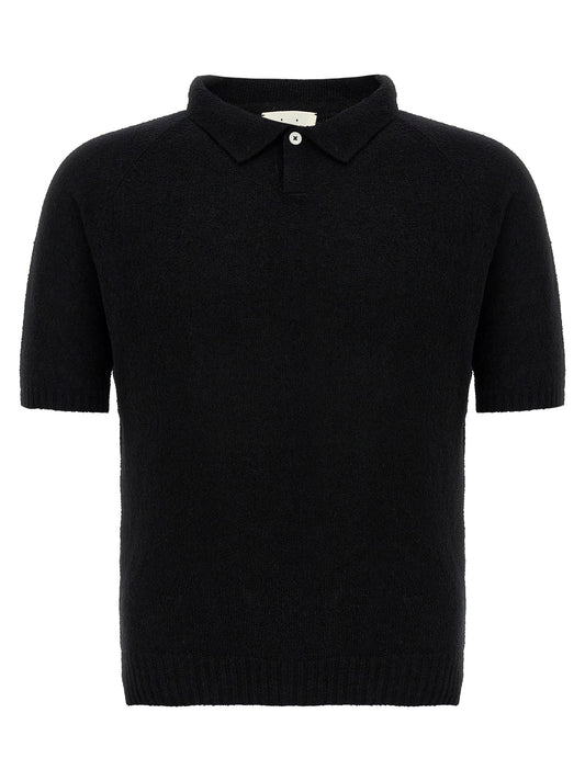 MA'RY'YA Black Cotton Polo Shirt
