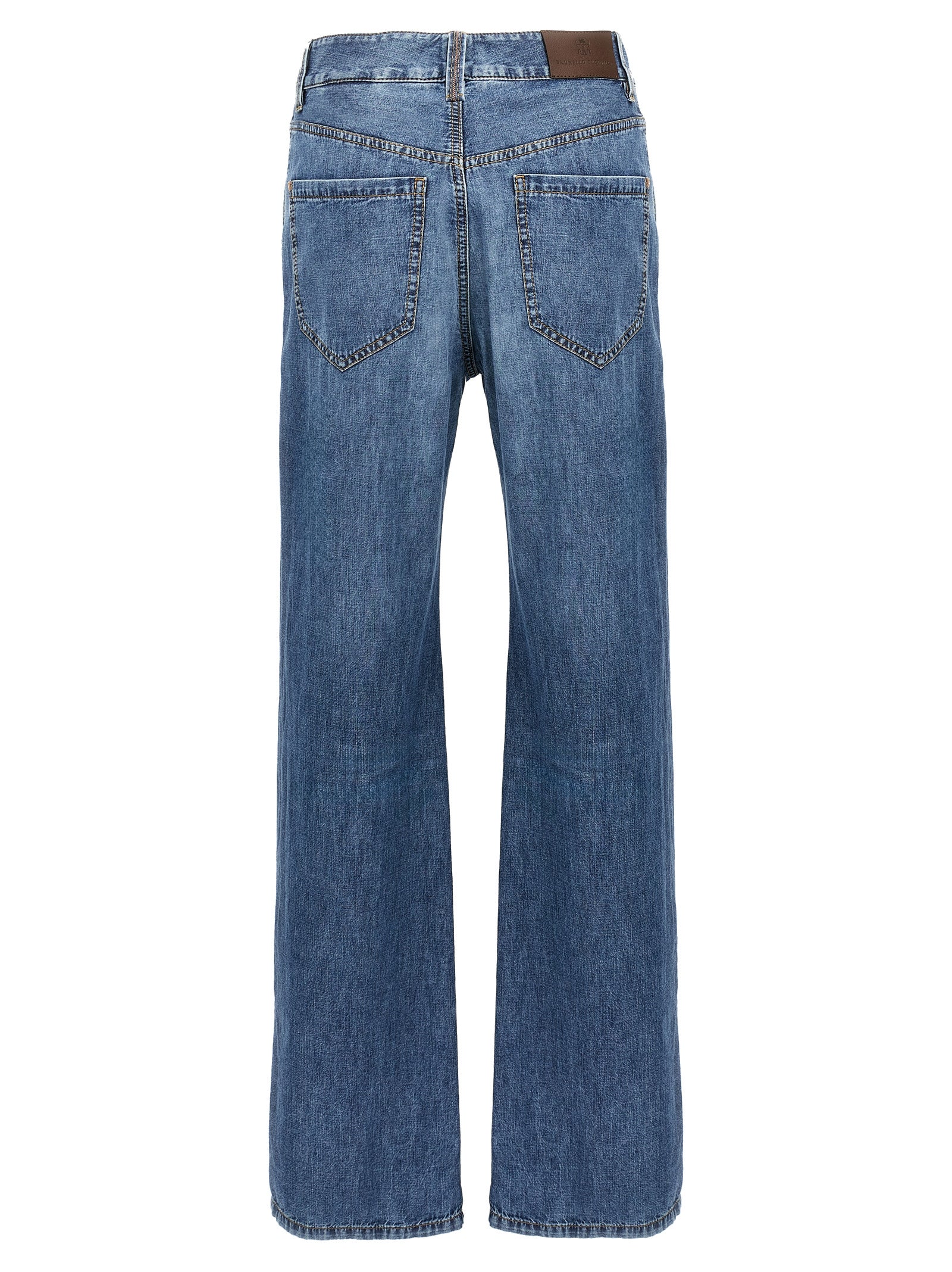 Jeans by Brunello Cucinelli for women in cotton denim blue features a refined silhouette with a refined straight-leg, defined by a and a refined long for a refined finish.