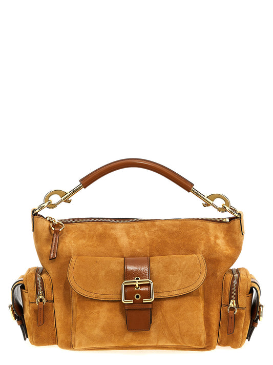 Travel Crossbody Camera Shoulder Bag by Chloé for women in suede calfskin leather brown features a effortless chic silhouette with a secure flap, zipper & magnetic, ample , and versatile shoulder-strap for a effortless chic finish.