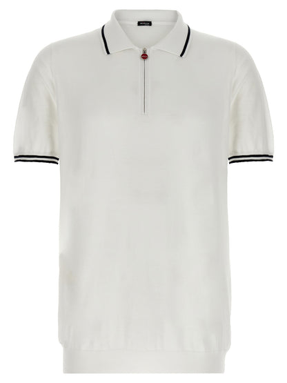 Kiton White Cotton Polo Shirt