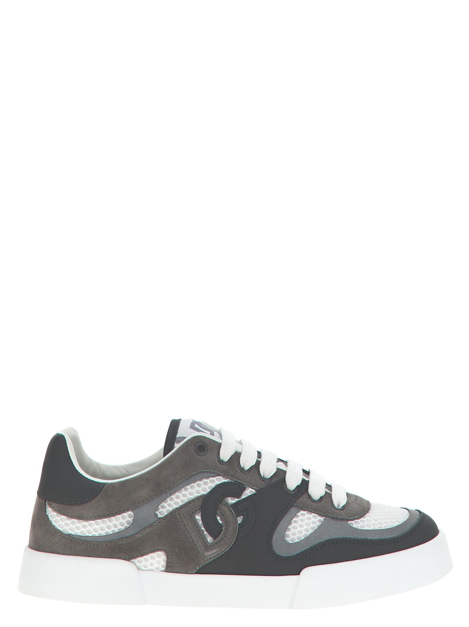 Athletic Sneakers by Dolce & Gabbana for men in suede calfskin leather & polyester gray features an timeless silhouette from the Aren Men's Athletic Suede Calfskin Leather & Polyester Sneakers collection, showcasing a timeless athletic style for a timeless look.