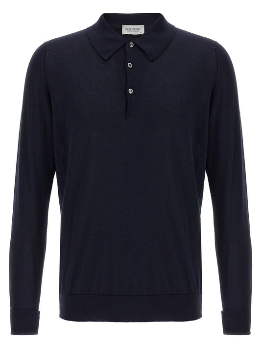 JOHN SMEDLEY Blue Cotton Polo Shirt