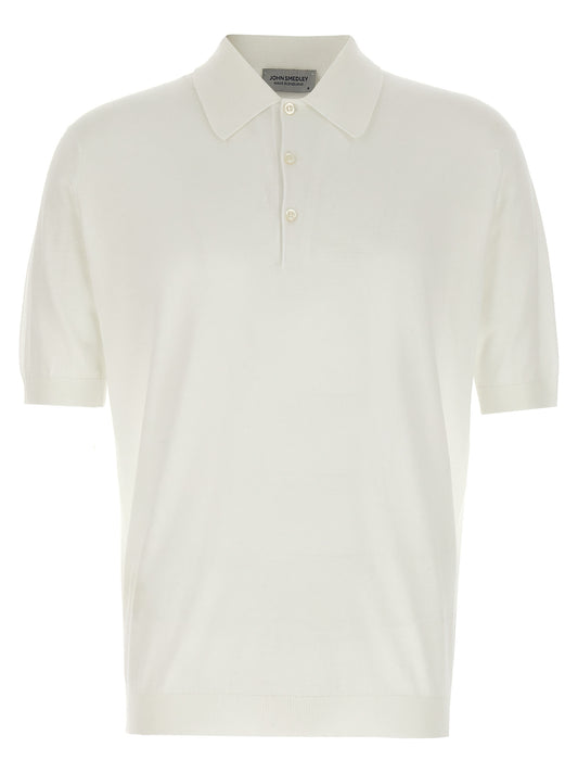 Polo Shirt by JOHN SMEDLEY for men in cotton white presents a crisp silhouette, artfully detailed with a crisp short-sleeve and crisp .