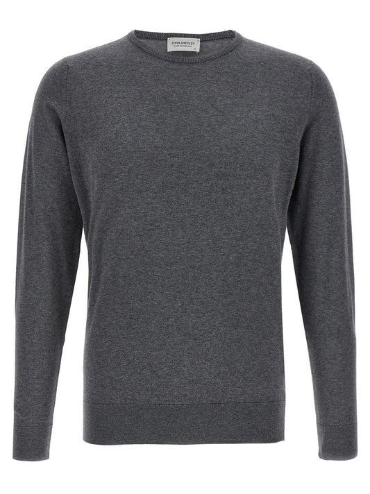 Cardigan by JOHN SMEDLEY for men in cotton gray features an crisp silhouette, showcasing a sophisticated crew neckline and detail for a truly crisp finish.