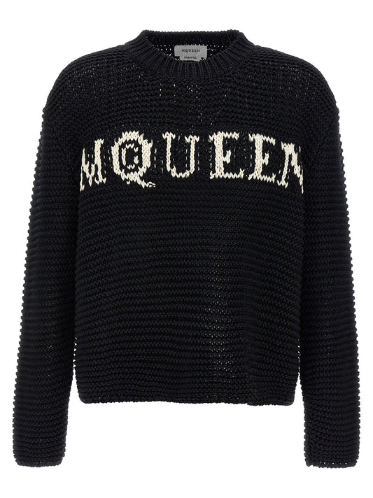 Cardigan by Alexander McQueen for men in cotton bicolour, black & white features an crisp silhouette, showcasing a sophisticated crew neckline and long-sleeve detail for a truly crisp finish.