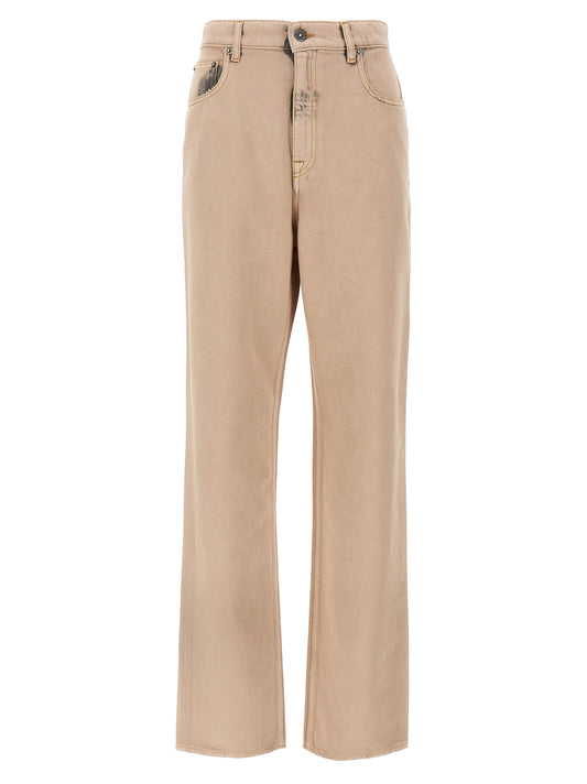 Jeans by Golden Goose for women in denim cotton multicolor & pink presents a refined pantology silhouette, artfully defined by a refined pantology straight-leg, long, and a sophisticated .