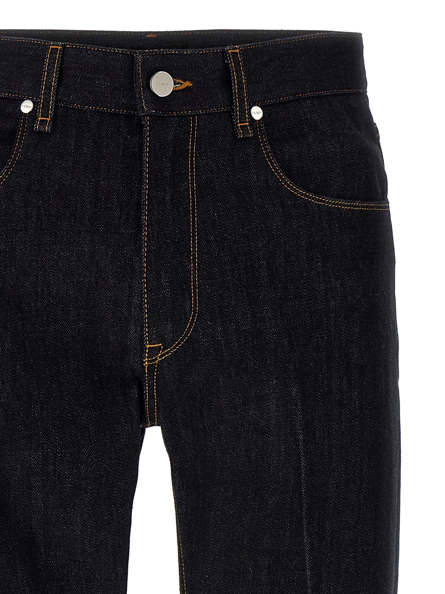 Fendi Blue Cotton Straight-Leg Jeans