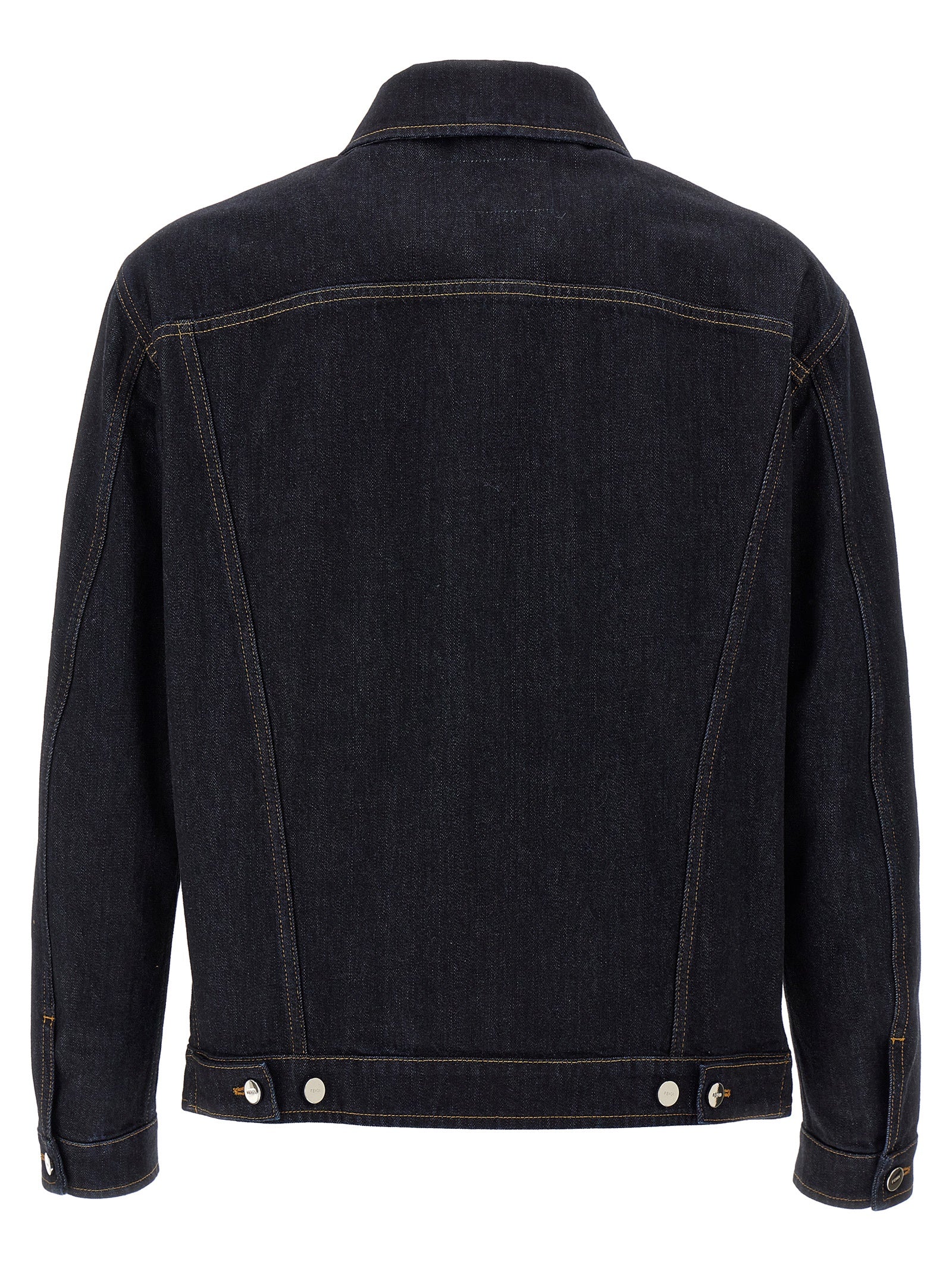 Trucker Jacket by Fendi for men in denim cotton blue presents a effortlessly chic silhouette, showcasing a sophisticated shirt-collar neckline and premium pockets for a truly effortlessly chic finish.