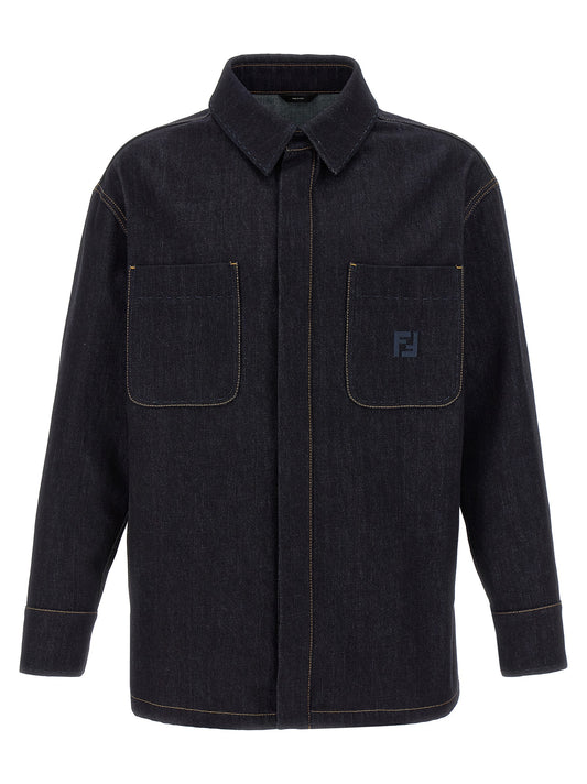 Trucker Jacket by Fendi for men in denim cotton blue presents a effortlessly chic silhouette, showcasing a sophisticated shirt-collar neckline and premium pockets for a truly effortlessly chic finish.