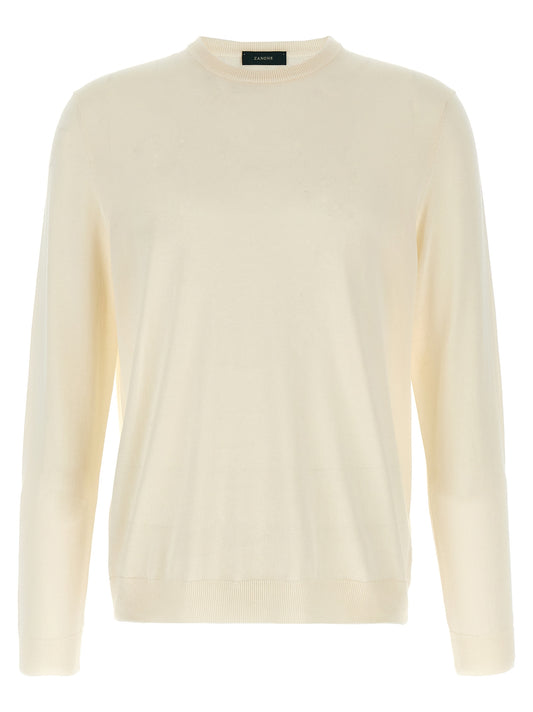 Cardigan by ZANONE for men in cotton white features an impeccable silhouette, showcasing a sophisticated round crew neckline and detail for a truly impeccable finish.