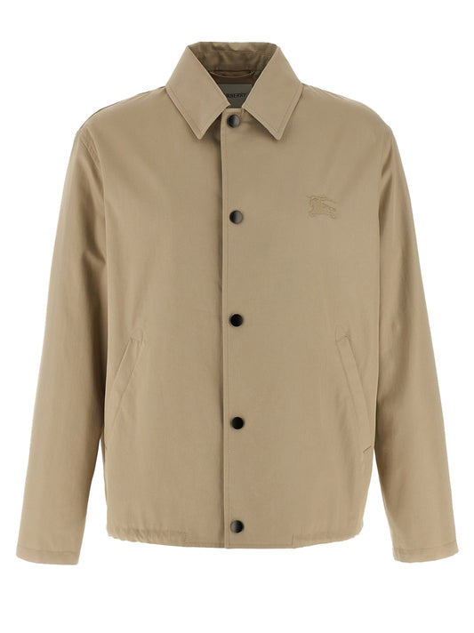 Overcoat by Burberry for men in cotton beige features a cosy chic silhouette, artfully detailed with a sophisticated shirt-collar neckline and premium water-resistant & pockets for a cosy chic finish.