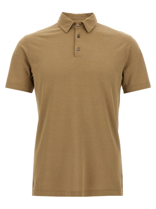 Polo Shirt by ZANONE for men in cotton beige presents a distinguished silhouette, showcasing a sophisticated and distinguished short-sleeve for a truly distinguished finish.