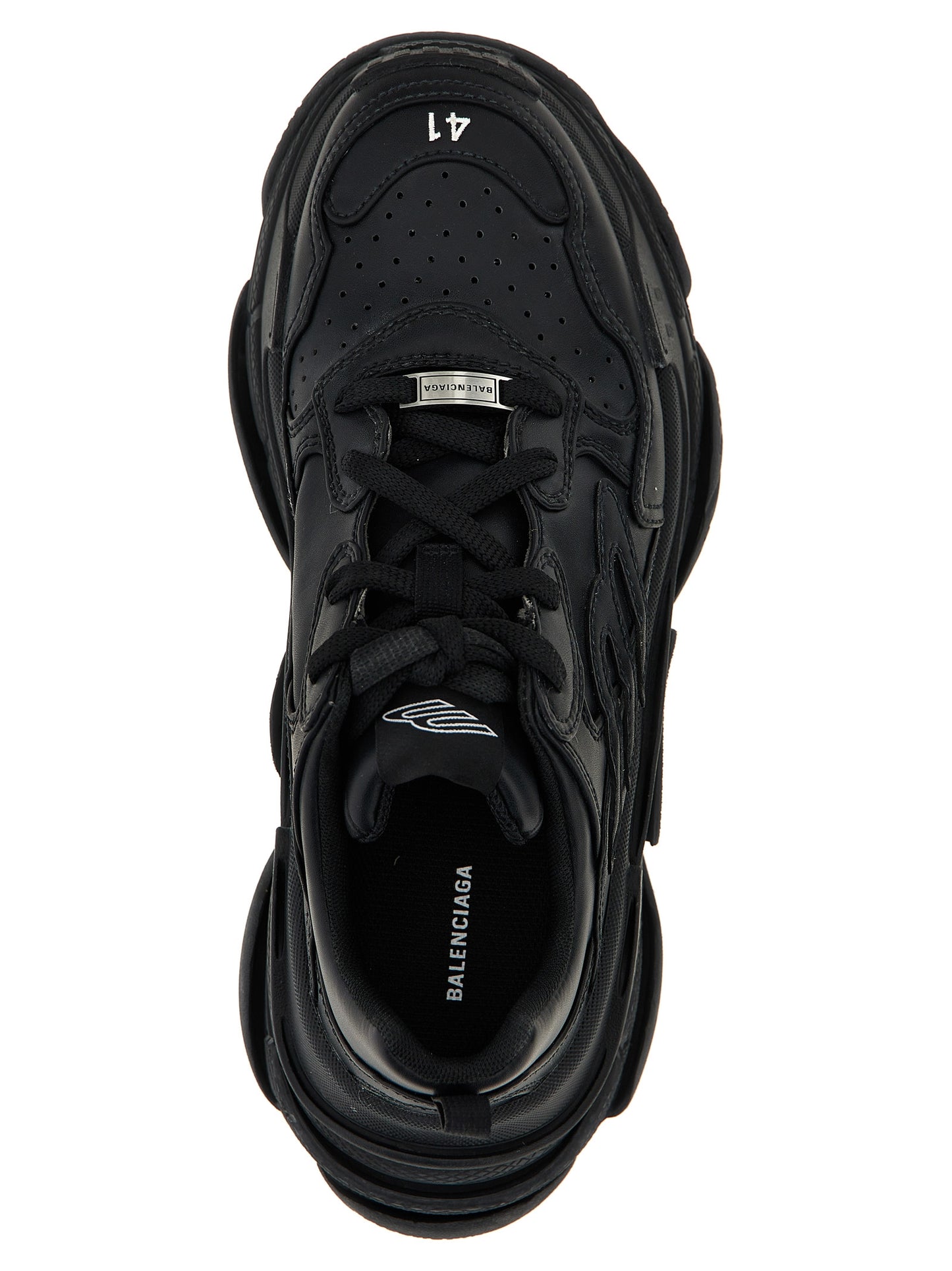 Athletic Sneakers by Balenciaga for men in polyethylene & polyurethane black presents a sleek silhouette, perfectly capturing the athletic style essence of Men's Athletic Polyethylene & Polyurethane Sneakers with its sleek design and premium finish.