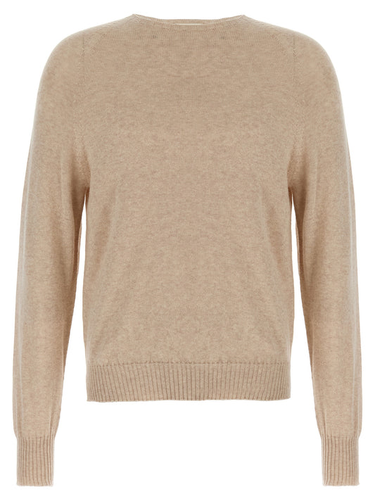 Cardigan by MA'RY'YA for men in modacrylic cotton & cashmere beige features an crisp silhouette, showcasing a sophisticated crew neckline and detail for a truly crisp finish.