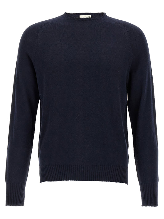 Cardigan by MA'RY'YA for men in modacrylic cotton & cashmere blue showcases a captivating silhouette, artfully detailed with a captivating and wrap crew neckline for a truly sophisticated captivating look.