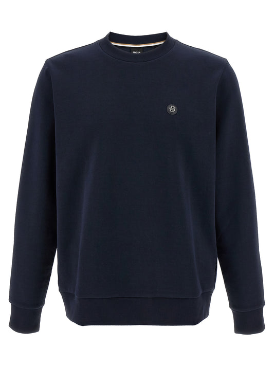 Sweatshirt by Hugo Boss for men in cotton polyester blue presents a smart casual silhouette, featuring a smart casual crew neckline and long-sleeve for a sophisticated look.