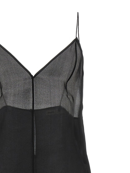 Khaite Black Silk Tank Tops