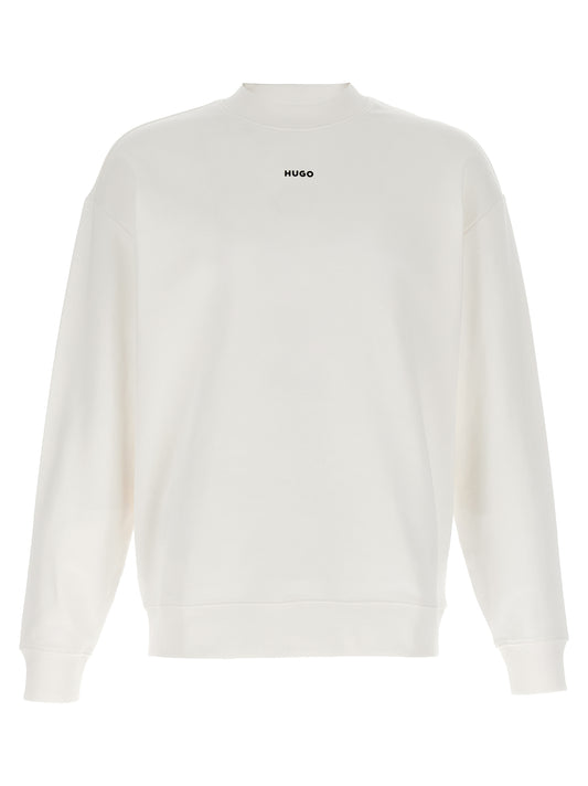Sweatshirt by Hugo Boss for men in cotton terry cloth white showcases a slouchy chic silhouette, artfully detailed with a slouchy chic crew neckline and for a slouchy chic finish.