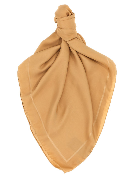 Scarf by Saint Laurent for women in silk beige, transparent & jacquard features a timeless silhouette, artfully capturing the essence of the timeless Silk Scarf design for a sophisticated look.