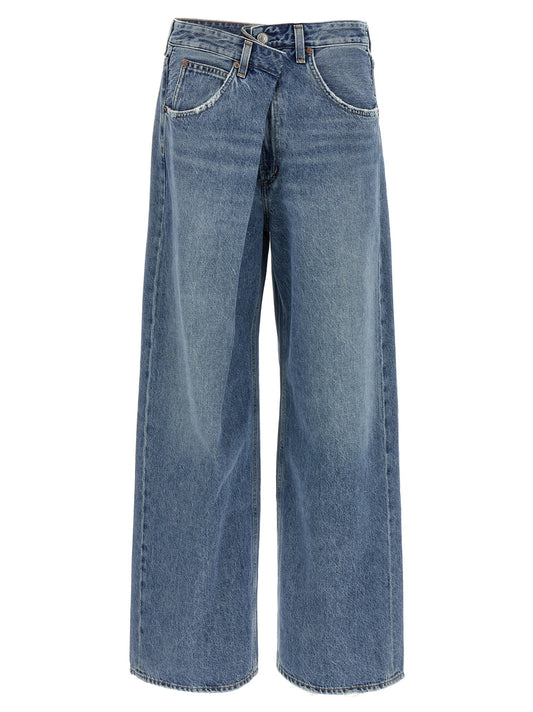 Jeans by Agolde for women in denim cotton light-blue presents a tailored silhouette, showcasing a tailored relaxed-fit & wide and long cut with a refined for a truly tailored aesthetic.