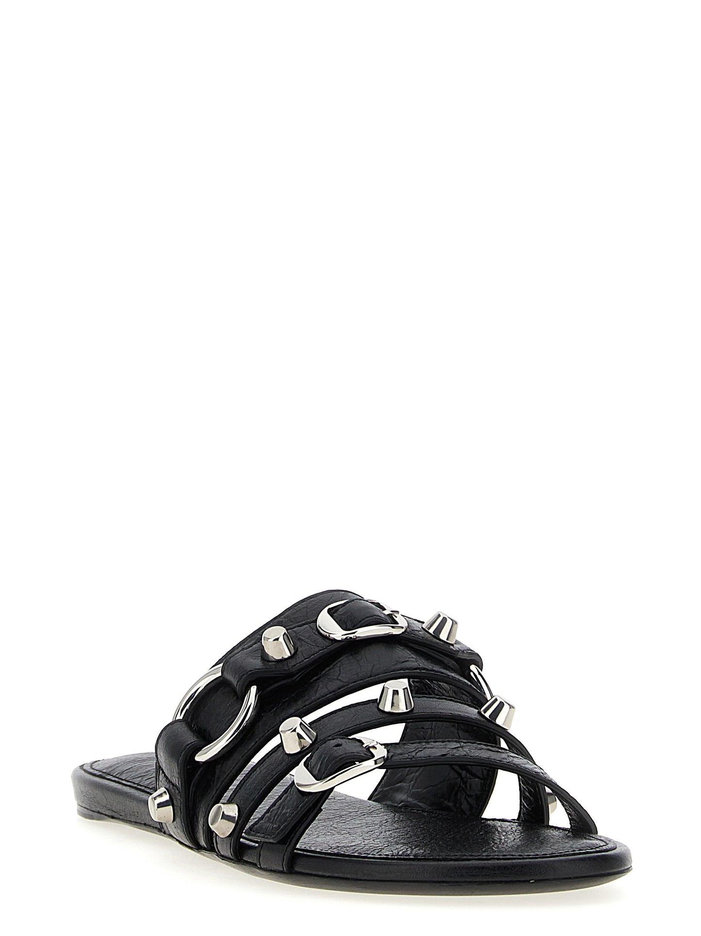 Balenciaga Black Lamb Leather Slides