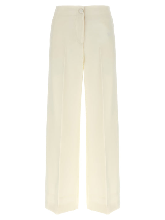 Trousers by Brioni for women in wool & silk white features an on trend silhouette, showcasing a sophisticated straight-leg & wide with a long and for an on trend finish.