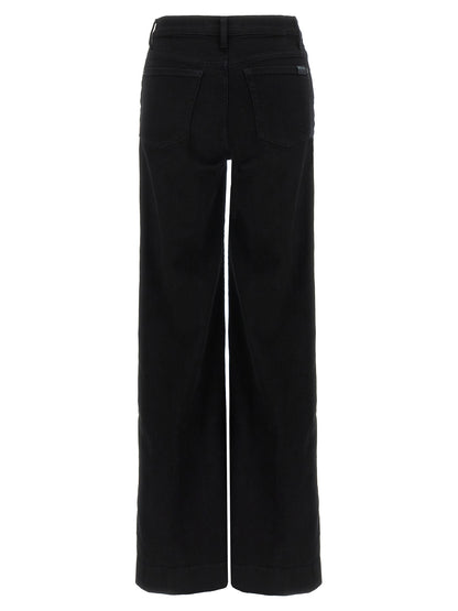 7 For All Mankind Black Cotton Flared Jeans