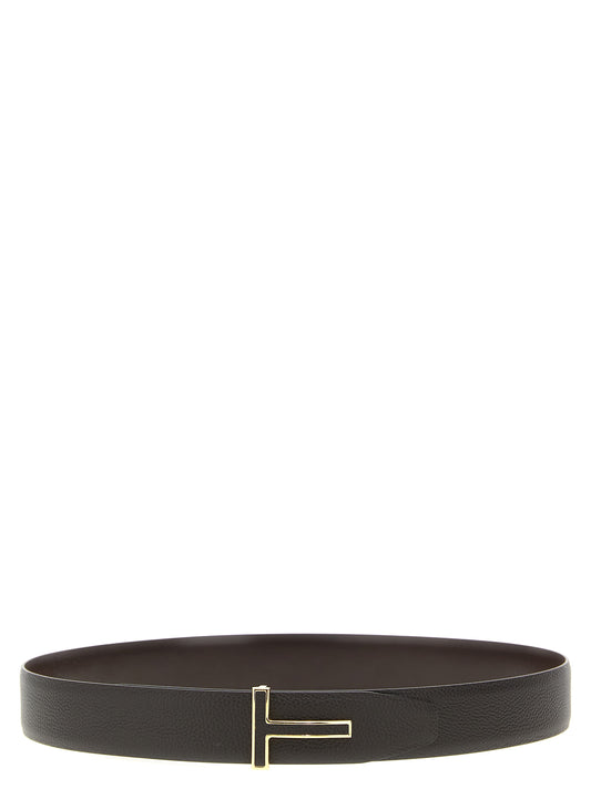 Belt by Tom Ford for men in calfskin leather brown features an artisanal silhouette, showcasing the artisanal craftsmanship of the Calfskin Leather Belt collection for a artisanal finish.