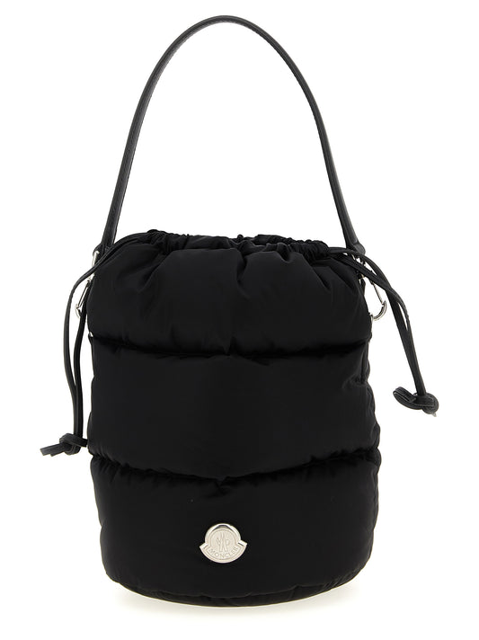 Mini Crossbody Bucket Handbag by Moncler for women in nylon polyamide leather black & silver features a exquisite silhouette, showcasing a secure drawstring and exquisite with versatile crossbody-strap, shoulder-strap, adjustable-strap, detachable-strap & handle for a exquisite finish.