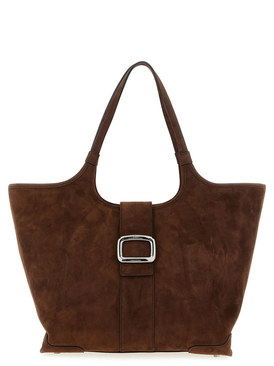 Shopper Tote Bag by Roger Vivier for women in viscose & synthetic fur brown & signature showcases a statuesque Viv Viscose & Synthetic Fur Shopper Tote Bag design, featuring a secure flap, magnetic & buckle, ample , and versatile adjustable-strap & handle for a statuesque finish.