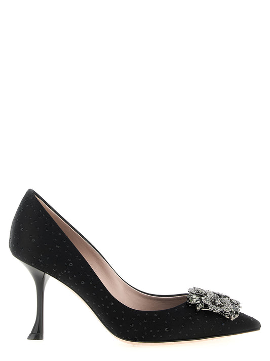 High-Heel Pumps Heels by Roger Vivier for women in silk satin viscose & leather black features an effortlessly chic silhouette from the Efflorescence Women's Silk Satin Viscose & Leather High-Heel Pumps Heels collection, showcasing a high-heel and effortlessly chic pointed toe style for a effortlessly chic look.