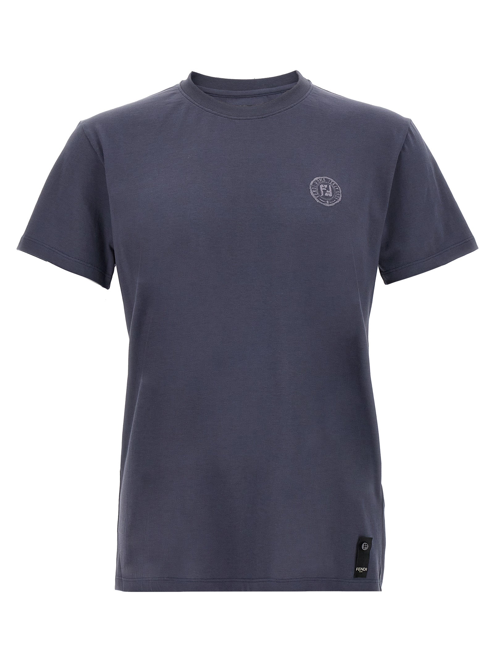 T-Shirt by Fendi for men in cotton blue features an on trend silhouette, perfectly showcasing a on trend short-sleeve and crew neckline for an elevated aesthetic.